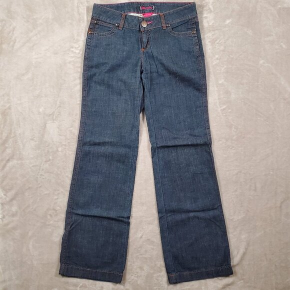 Wrangler Premium Patch Jeans Womens Low Rise Wide Leg Dark Wash Tall L36 - Picture 1 of 14